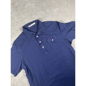 Criquet Mens Shirt Large Blue Golf Polo Performance Stretch Logo Organic Cotton